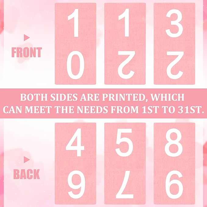 Pink Rose Wood Block Perpetual Calendar Coquettish Desk Decor Cute Month Week Date Display Decorative Block Calendar for Women Office Home Desk Gift for Women