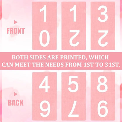 Pink Rose Wood Block Perpetual Calendar Coquettish Desk Decor Cute Month Week Date Display Decorative Block Calendar for Women Office Home Desk Gift for Women