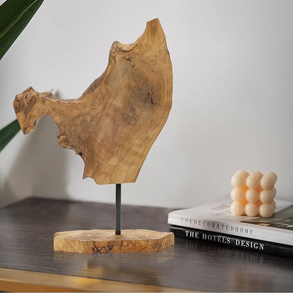 NAHARO Handcarved Root Wood Abstract Sculpture – Unique Rustic Tabletop Decor for Living Room,Entryway or Office, Eco-Friendly Wooden Art Gift