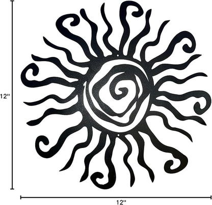 Riverside Designs Wacky Sun Metal Wall Art Indoor/Outdoor Decor - 30" Black Rust Proof Wall Sculpture - Made in USA - Ideal for Bedroom, Garden, Home, Patio and Farmhouse