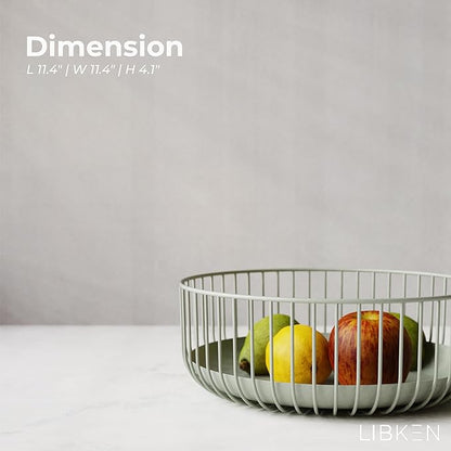 Wire Fruit Bowls-Stylish Metal Wire Fruit Basket for Kitchens-Decorative Fruit and Veg Storage Holder-Ideal Kitchen Accessories for Modern Decor-Light Green, 1 Unit, H4xL11xW11in - Heavy weight
