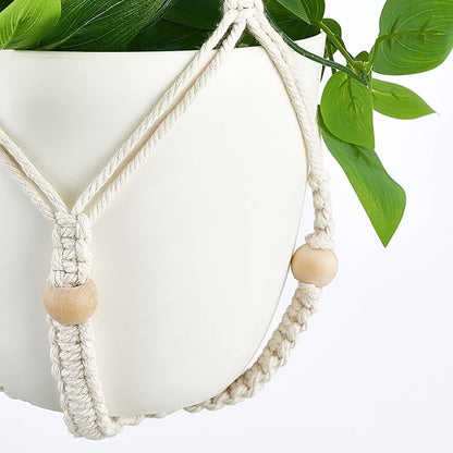Mkono 2 Packs Fake Hanging Plant with Pot, Artificial Plants Macrame Plant Hanger Fake Vine Greenery for Bedroom Bathroom Home Office Decor