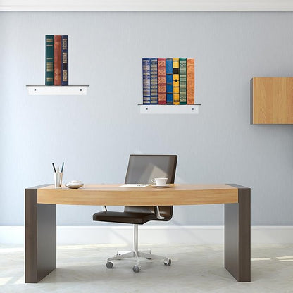 Blulu 8 Pcs Acrylic Floating Shelf, Invisible Wall Mounted Shelf for Book Plants Picture Makeup Record Display in Living Room, Bathroom, Bedroom, Kitchen, Office(12 x 4 x 2 Inches,Clear)