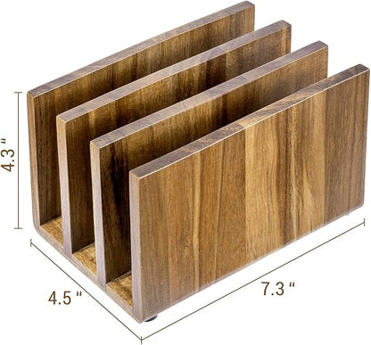 MyGift 3 Slot Premium Acacia Solid Wood Mail Holder, Entryway Countertop Letter Organizer, Office Desktop File Sorter, Bill Divider, Envelope Storage Bin