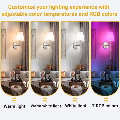 Battery Operated Wall Sconce: Peel and Stick Adhesives Stick On Non Drill Wall Light, Rechargeable Wireless Wall Lamp with Battery Corn Bulb for Bedroom Wall Decor (Gold,20inch)