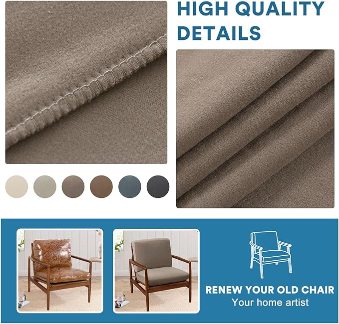 H.VERSAILTEX Fleece Sofa Cover 2 Piece Chair Covers Armchair Super Stretch Slip Covers for Modern Bedroom Armchairs Thick Soft Accent Chair Cover(Seat Cushion Cover Plus Back Cushion Cover,Taupe)