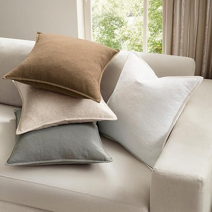 MIULEE Neutral Linen Pillow Covers Pack of 4 Decorative Natural Solid Throw Pillow Covers Soft Accent Boho Farmhouse Couch Pillowcases Modern Spring Home Decors for Living Room Bed Sofa 16x16 Inch