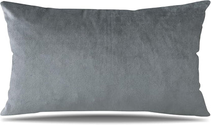 Artscope Luxury Velvet Pillow Covers Decorative Rectangle Pillowcases Soft Solid Cushion Cases for Couch Sofa Bedroom Car Decor 12x20 Inch Graphite Grey