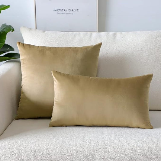 Artscope Luxury Velvet Pillow Covers Super Soft Decorative Square Throw Pillow Covers Case Cushion Covers for Sofa Couch Bedroom Car Decor 20x20 Inch Tan