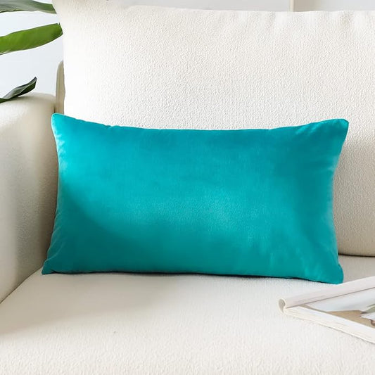 Artscope Luxury Velvet Pillow Covers Super Soft Decorative Rectangle Throw Pillow Covers Case Cushion Covers for Sofa Couch Bedroom Car Decor 16x24 Inch Turquoise