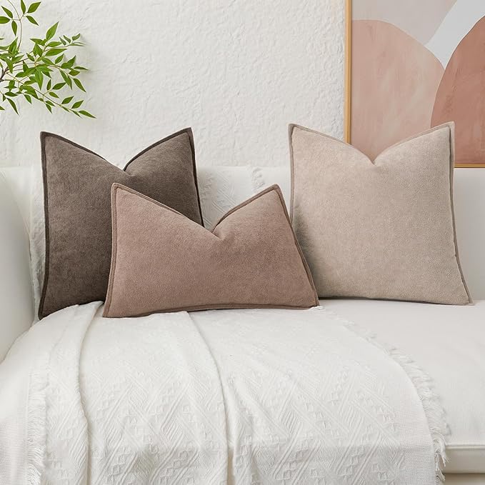 Kevin Textile Waterproof Decorative Pillow Covers Coco Brown 12x20 Inch Pack of 2 Soft Boucle Textured Lumbars Cushions Elegant Accent Pillows for Couch Sofa Chair Bed Home Decor Indoor Outdoor
