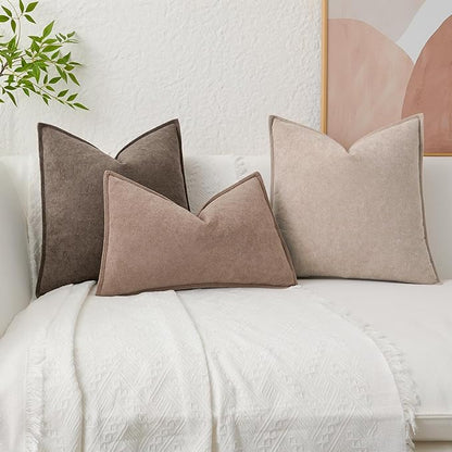 Kevin Textile Waterproof Decorative Pillow Covers Coco Brown 24x24 Inch Pack of 2 Soft Boucle Textured Euro Pillowcases Elegant Accent Pillows for Couch Sofa Chair Bed Home Decor Indoor Outdoor