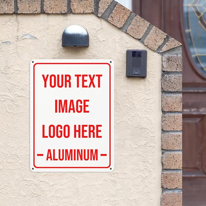 Generic Bulk Custom Aluminum Sign, Customized Personalized Metal Signs - Outdoor Indoor 12"x8", White