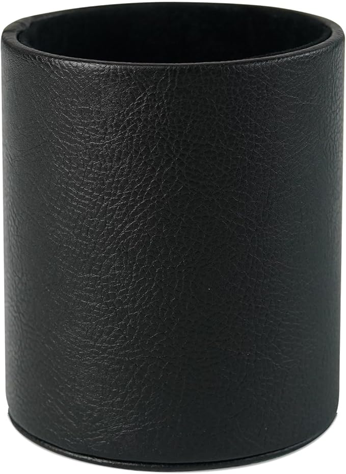 PU Leather Pencil Pen Holder Cup Stand,Desk Accessories Holder,Makeup Brush Storage Organizer,Desktop Stationery Organizer for Office School Home Supplies (Black)