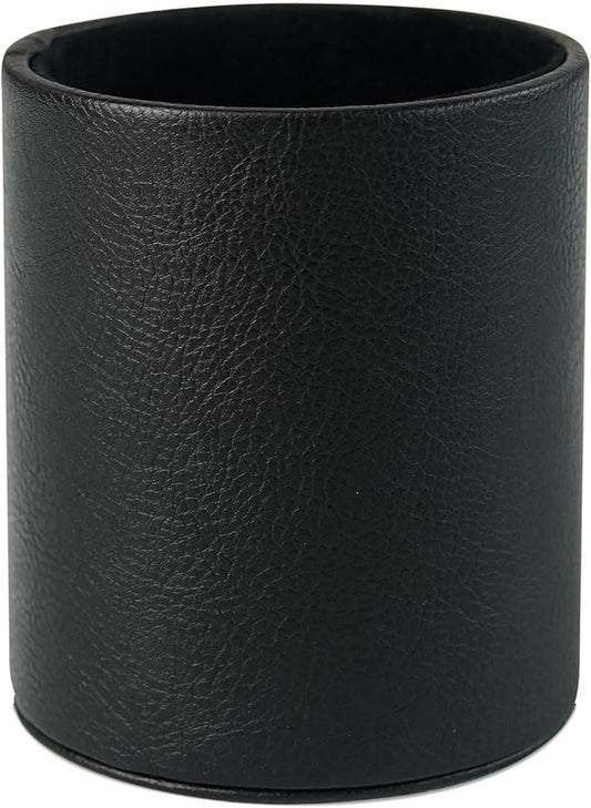 PU Leather Pencil Pen Holder Cup Stand,Desk Accessories Holder,Makeup Brush Storage Organizer,Desktop Stationery Organizer for Office School Home Supplies (Black)