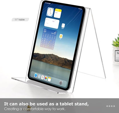 SANRUI 2 Pack 10 Inch Acrylic Book Display Stand, A4 Clear Easel Base Holder, Vinyl Record Display Rack for Home Office Album, CD, Magazine, Postcard, Picture, Plate, LP Cover, Artworks, Phone, Tablet