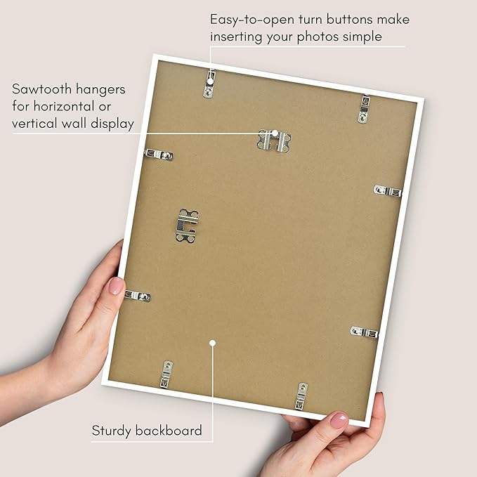Americanflat 13x16 Picture Frame with Polished Plexiglass - Use as 9x12 Frame with Mat or Display 13x16 Photo Without Mat - Streamline Collection - Thin Border Picture Frames for Wall - White
