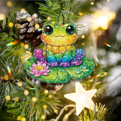 Rainbow Lotus Frog Acrylic Suncatcher, Window Hanging Sun Catcher Ornament, Crystal Prism Light Catcher Decor, Sunlight Window Decor, Aesthetic Home Decor Gift