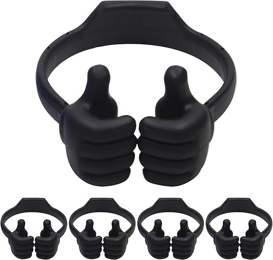 Honsky Cell Phone Tablet Stands (Pack of 5) Thumbs-up Cellphone Holder, Tablet Display Stand, Mobile Smartphone Mount Cradle for Desk Desktop - Universal, Multi-Angle, Cute, Black