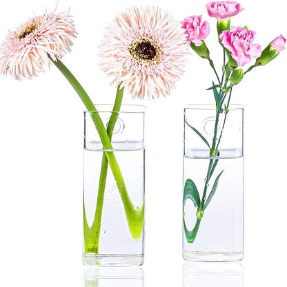 Kingbuy Plant Terrarium Container Propagation Station Square Tube Vase Wall Hanging Glass Planter Indoor Hydroponic Plants Home Office Garden Decor, 2 Pack