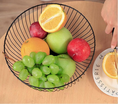 IBWell White Wire Fruit Basket Fruit Bowl Kitchen Fruit Basket Stand Fruit Bowls for the Counters Metal Fruit Bowl (Round-Twill Small)