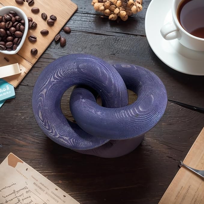 Wood Knot Décor-2 Link Wooden Chain Link Home Decor,Coffee Table Decor Book Shelf Decor Accents Art Decor Living Room Decor Items (Purple)