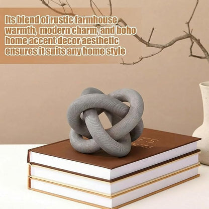 3 Link Wood Knot Decor Rustic Home Décor Accents Hand Carved Coffee Table Decoration, Boho Chain Link Decoration, Modern Shelf, Rustic Objects for Home Living Room Bedroom(Gray)