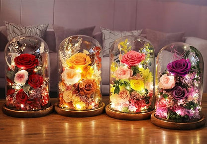 lovenfold Flowers for Delivery Preserved flowers Rose in Glass Dome,Red Rose Forever Flowers Birthday Gifts for Women Mom Grandma Friend Valentines Gifts for Her,Home Decor