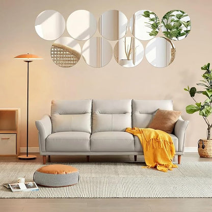 20 Pack Round Mirror Centerpieces for Tables, No Glass AcrylicCircle Mirror Table Centerpieces Mirror Tray Candle Plates for Wedding Table DecorationChristmas Home Decor (10inch)