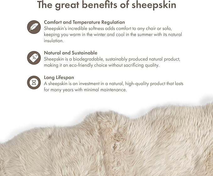 Real Sheepskin Rug 4x6 ft | Sheepskin Rugs for Living Room and Sofa | Bedside Rugs for Bedrooms | Large Fluffy Rug is Breathable & Heat-regulating in Color Beige