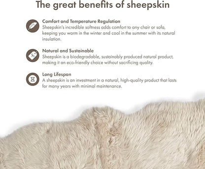 Real Sheepskin Rug 4x6 ft | Sheepskin Rugs for Living Room and Sofa | Bedside Rugs for Bedrooms | Large Fluffy Rug is Breathable & Heat-regulating in Color Beige