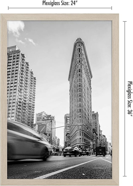 Americanflat 24x36 Poster Frame with Polished Plexiglass - Wide Picture Frames Made of Engineered Wood for Vertical or Horizontal Wall Display - Epic Collection - Driftwood