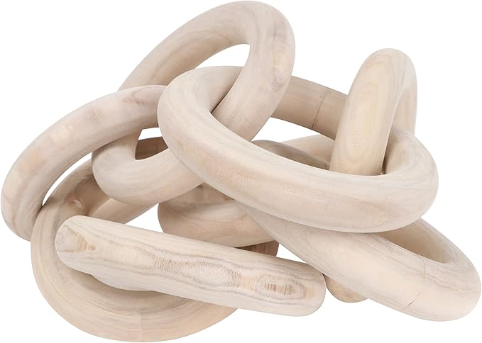 7Penn Wood Chain Link Decor - Large Decorative Chain Coffee Table Decor Pine Wood 8 Link Chain for Shelves