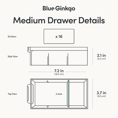 Blue Ginkgo Medium 16-Drawer Cabinet – Stackable Clear Organizer for Hardware, Beads, Plastic Bricks, Office, and Craft Storage (Made in Korea, Gray)
