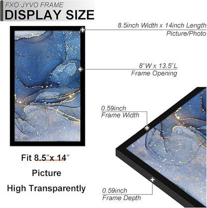 8.5 x 14 Picture Frame, Black Frame for 8.5x14 Inch Picture Poster Photo, Light Weight and High Transparent 8.5 by 14 Frame for Wall - 1 Pack/Black/8.5"x14"