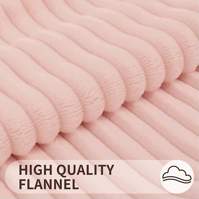 Simmore Decorative Fall Throw Pillow Covers 18x18 Set of 2, Soft Plush Flannel Double-Sided Fluffy Couch Pillow Covers for Sofa Living Room, Pink