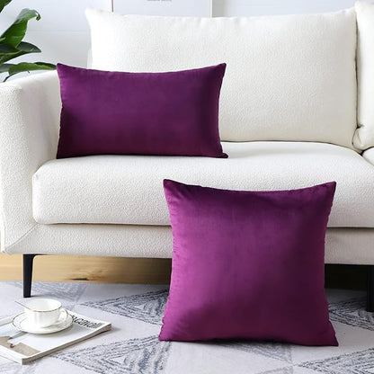 Artscope Luxury Velvet Pillow Covers Super Soft Decorative Rectangle Throw Pillow Covers Case Cushion Covers for Sofa Couch Bedroom Car Decor 16x24 Inch Eggplant Purple