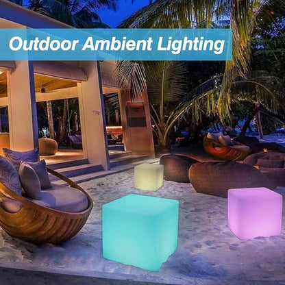 YESIE 16-Inch Cordless LED Cube Chair Light,Detachable Easy Charging,Remote Control Side Table,Accent Lava Lamp,16 RGB Colors Tesseract Cube Mood Lamp for Adult