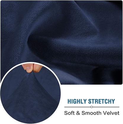 H.VERSAILTEX Velvet Stretch Individual Couch Cushion Cover Plush Cushion Slipcover for Loveseat Sofa Cushion Furniture Protector Seat Cushion Sofa Cover (1 Piece Sofa Cushion Cover, Navy)