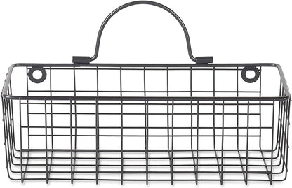 DII Farmhouse Vintage Décor, Wire Wall Basket, Assorted, Black, 2 Piece (Pack of 2)