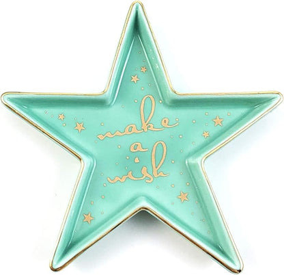 Stephanie Imports Star-Shaped Make a Wish Ceramic Trinket Plate and Decorative Jewelry Dish