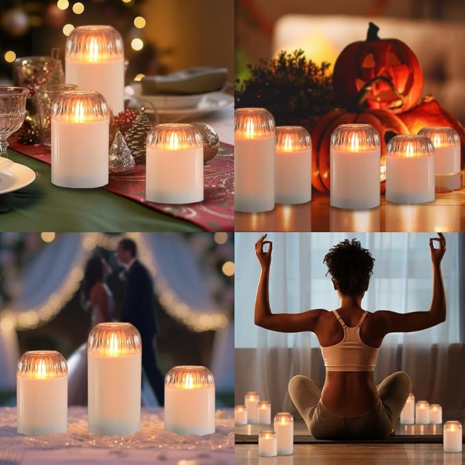 Rechargeable Jar Flameless Candle, Flashing LED Pillar Real Wax Candle with Remote Control and Timer, White Pumpkin Glass Electronic Candles for Room Decoration, 1 Set of 3