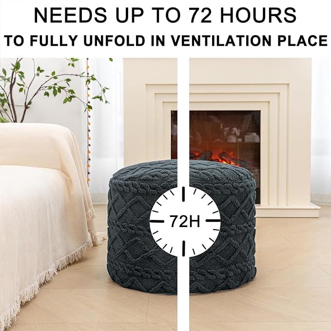 Pouf Ottoman Boho Poof Home Décor Floor Pouffe Handmade Circular Ottoman Footrest for Bedroom Foot Stool Poufs for Living Room 20x20x14 Inches
