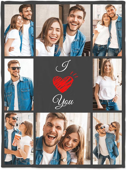 Custom Blanket with Picture Customized Blankets and Thows Personalized Blanket Customizable Blanket Photo Blankets Customize for Valentines Day Gifts Birthday for Her Him Girlfriend Boyfriend Wife
