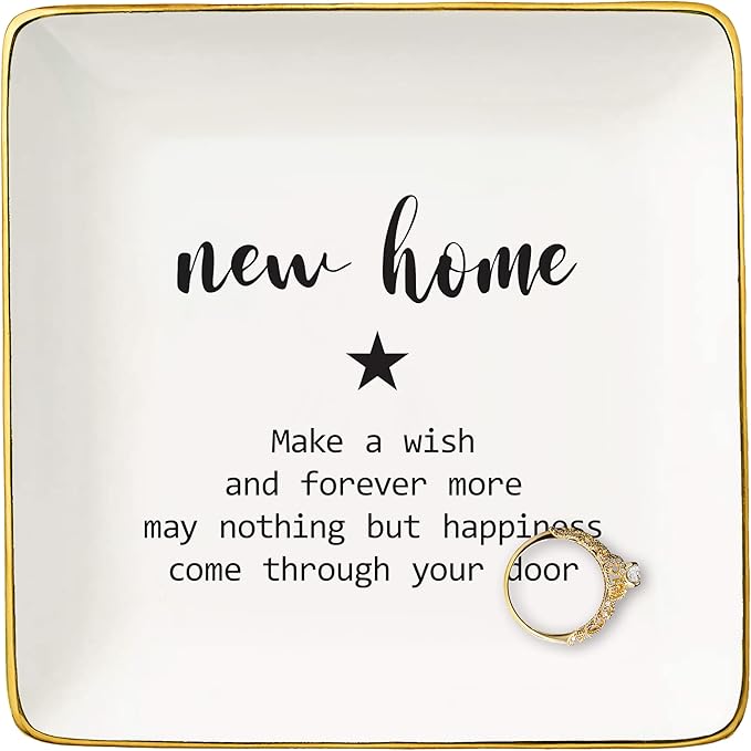 Make a Wish-Congrats Gift: Jewelry Tray Trinket Holder Ring Dish - Perfect Housewarming & New Home Gift for New Homeowners