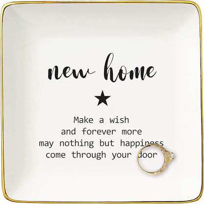 Make a Wish-Congrats Gift: Jewelry Tray Trinket Holder Ring Dish - Perfect Housewarming & New Home Gift for New Homeowners