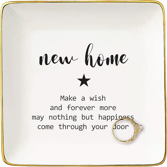Make a Wish-Congrats Gift: Jewelry Tray Trinket Holder Ring Dish - Perfect Housewarming & New Home Gift for New Homeowners