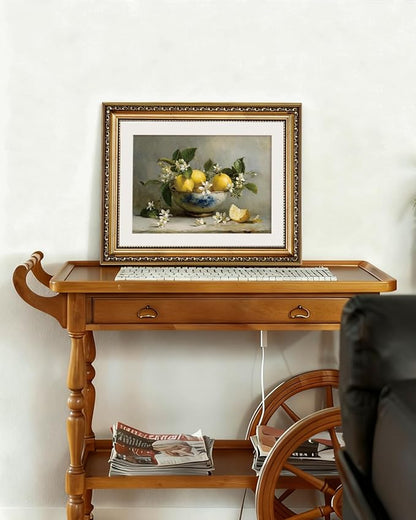 InSimSea Gold Framed Canvas Wall Art Room Decor Lemon Still Life Prints Art Vintage Kitchen Decor Rustic Farmhouse Artwork Picture for Dinning Living Room Bedroom