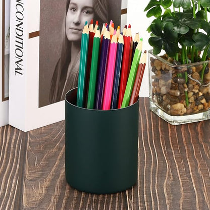 PATIKIL Pencil Holder, 2 Pack Pen Holder for Desk Stainless Steel Pencil Holders Cup Organizer Makeup Brush Holder for Desk Accessories, Green