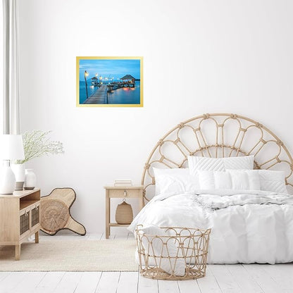 12x17 Gold Picture Frame Set of 2, Horizontal and Vertical Formats for Wall Hanging, 12 x 17 Wall Gallery Poster Photo Frames with Shatter Resistant Plexiglass, 2 Pack, Gold
